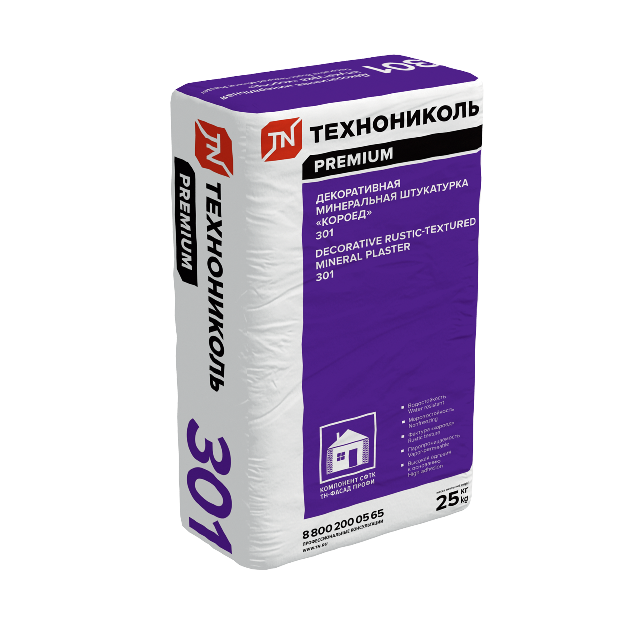 Декоративная минеральная штукатурка ТЕХНОНИКОЛЬ 301 «короед»