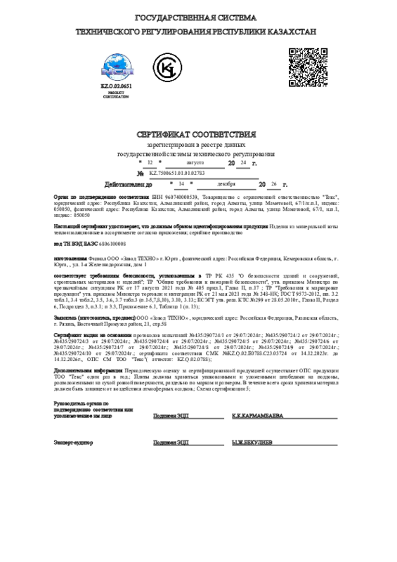 Сертификат соответствия, СТО 72746455-3.2.1-2024 Плита ТЕХНОВЕНТ ПРОФ, ТЕХНОВЕНТ ОПТИМА, ТЕХНОВЕНТ СТАНДАРТ,  ТЕХНОВЕНТ ЭКСТРА, ТЕХНОВЕНТ Н, ТЕХНОВЕНТ Н ПРОФ и др. Юрга, 12.08.2024